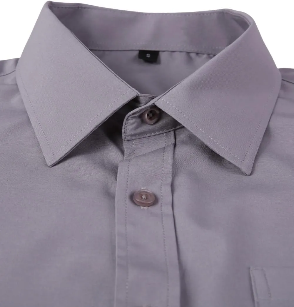 corfty Men Long Sleeve Dress Shirt - Regular Fit Stretch Free-Wrinkle Casual Button Down Shirt