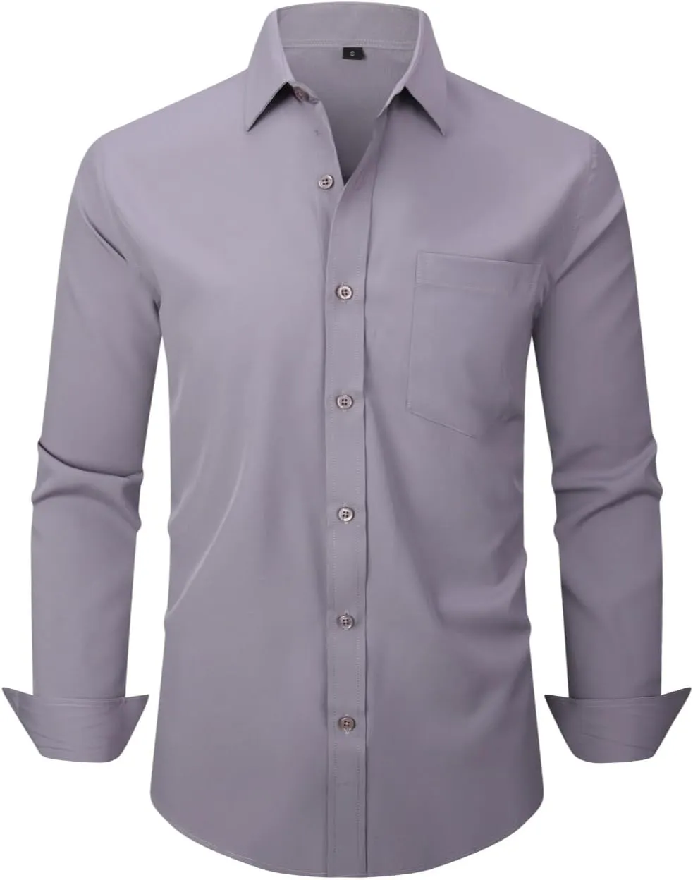 corfty Men Long Sleeve Dress Shirt - Regular Fit Stretch Free-Wrinkle Casual Button Down Shirt