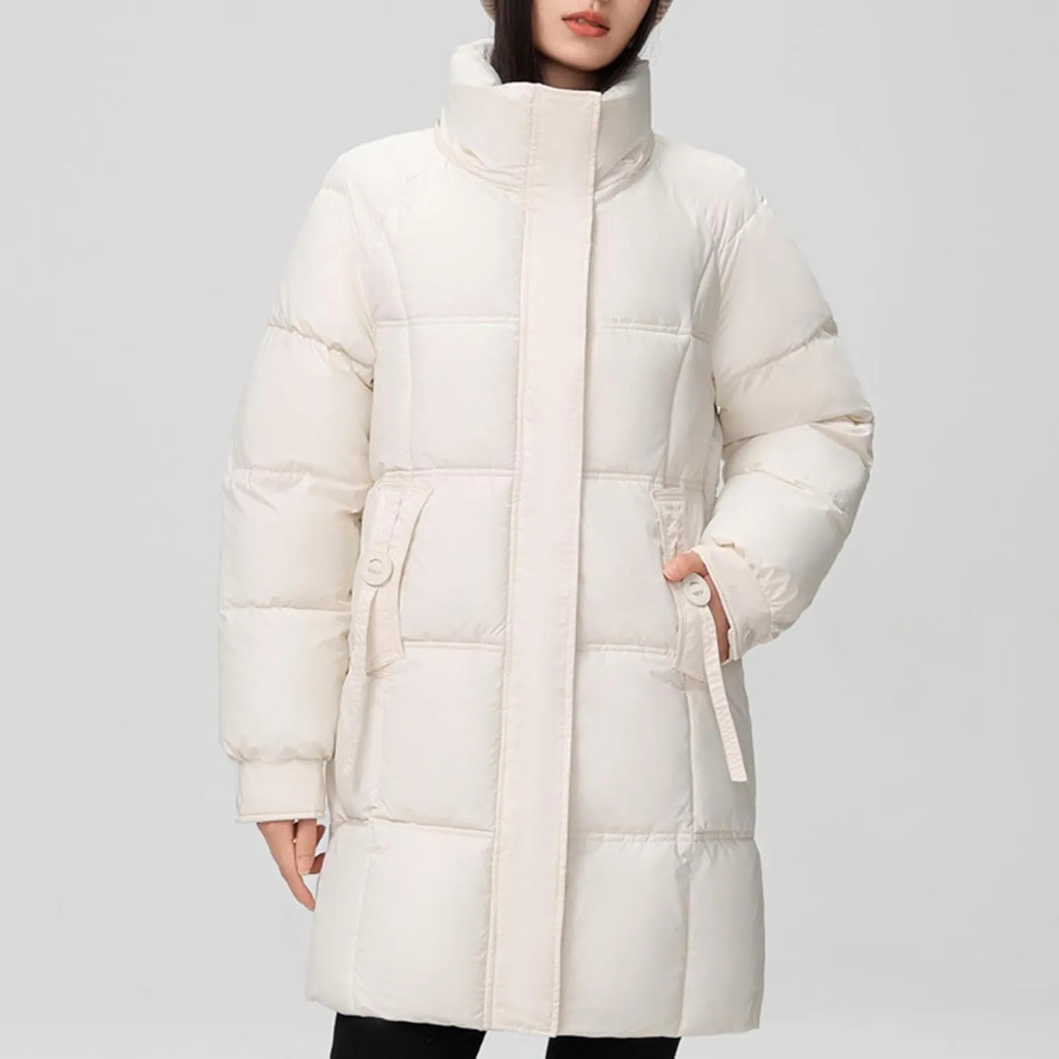 Cotton Padded Overcoat for Women Puffer Jacket Oversized Long Coats Winter Warm Lightweight Outwear with Pocket