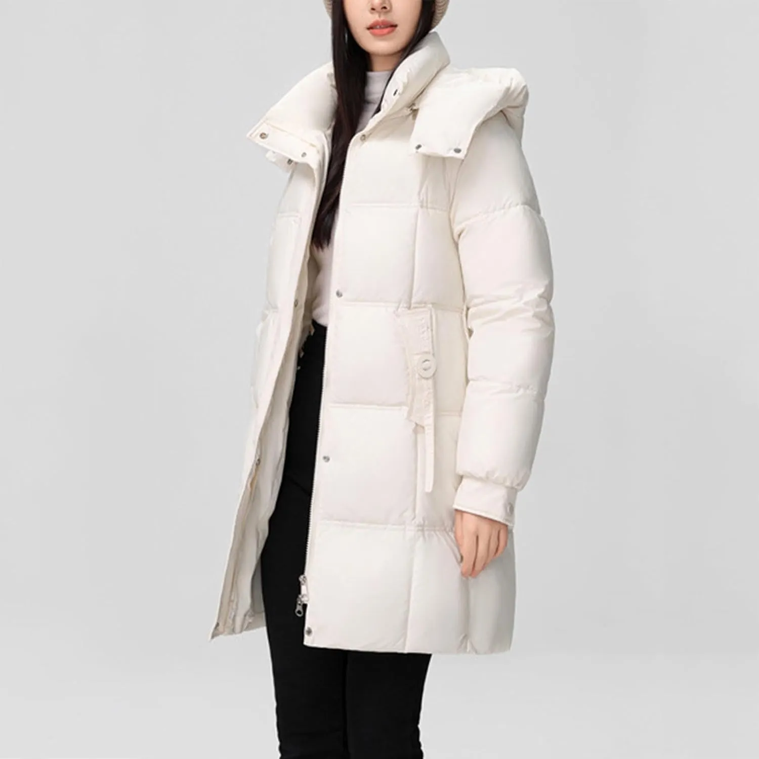 Cotton Padded Overcoat for Women Puffer Jacket Oversized Long Coats Winter Warm Lightweight Outwear with Pocket