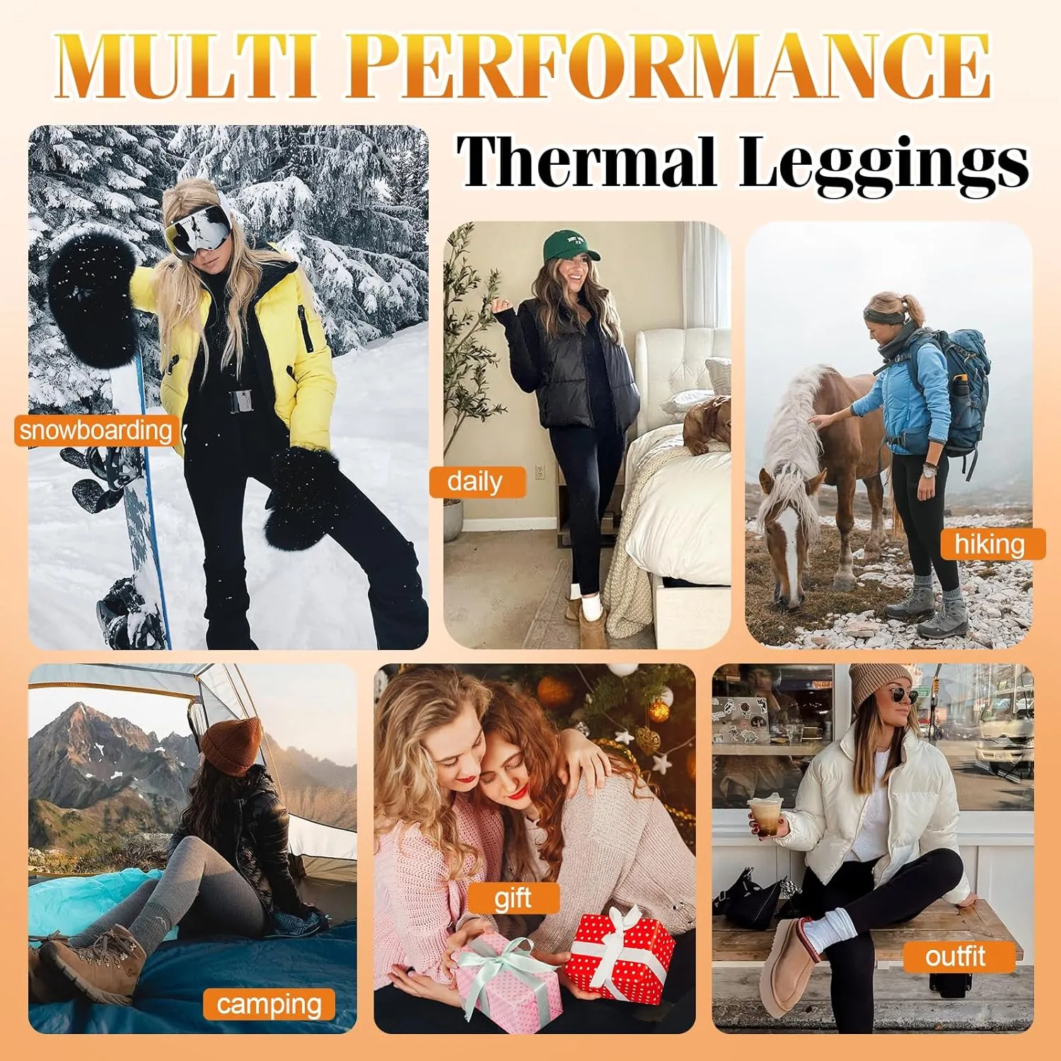 CTHH 2 Pack Fleece Lined Leggings Women with Pockets -Warm Winter Workout Yoga Pants Thermal High Waisted Leggings