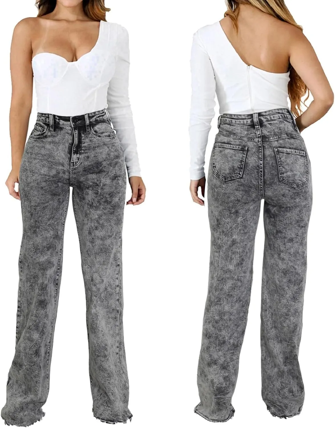 CuteCherry Women Bell Bottom Jeans High Waist Bell Bottom Flared Jean