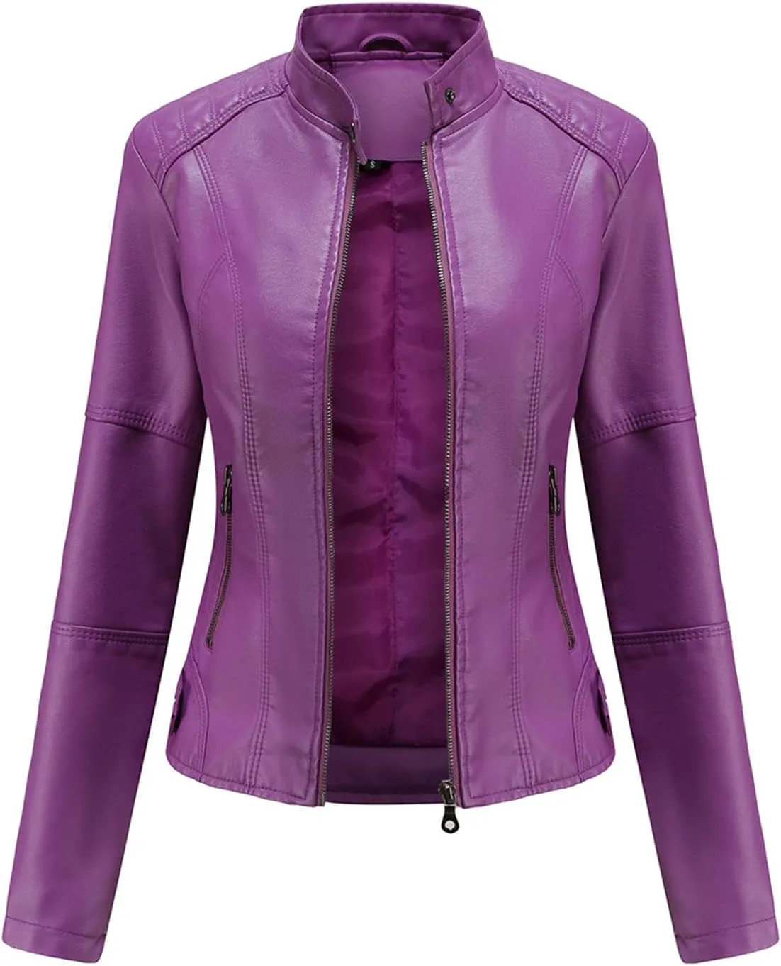DEAR MODEL Faux Leather Jacket Women Bomber Jacket Women's Belted Motorcycle Jacket