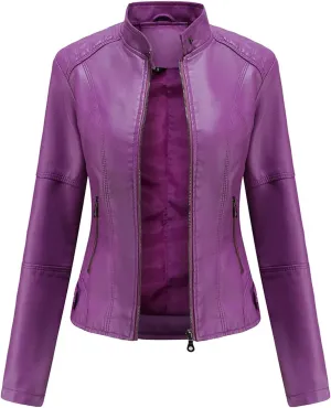 DEAR MODEL Faux Leather Jacket Women Bomber Jacket Women's Belted Motorcycle Jacket