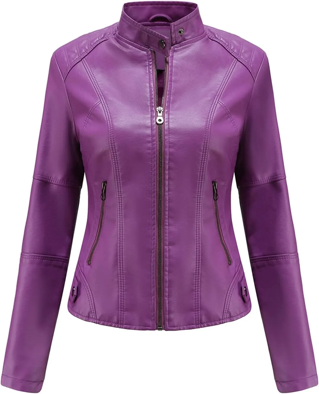 DEAR MODEL Faux Leather Jacket Women Bomber Jacket Women's Belted Motorcycle Jacket