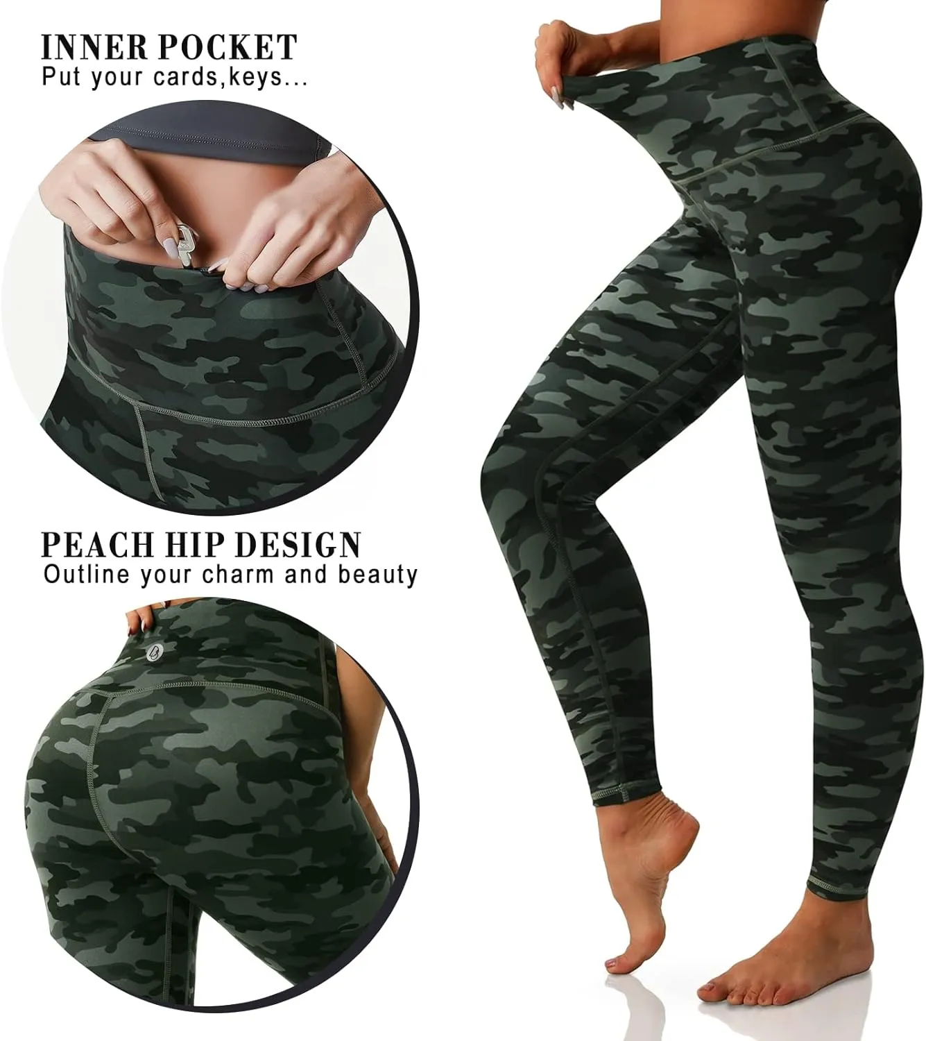 Desol Leggings for Women, High Waisted Yoga Pants Tummy Control Gym Workout Running Womens Leggings 25"/28"
