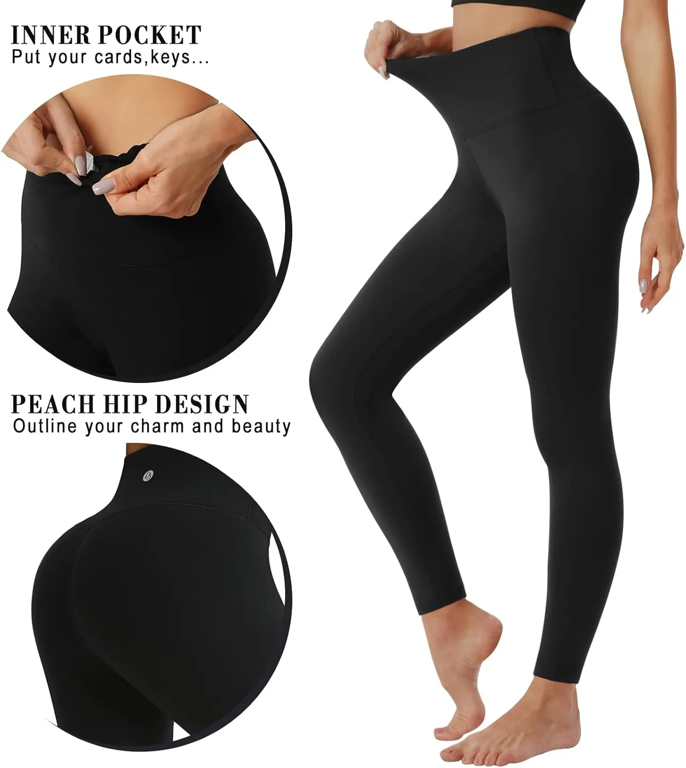 Desol Leggings for Women, High Waisted Yoga Pants Tummy Control Gym Workout Running Womens Leggings 25"/28"