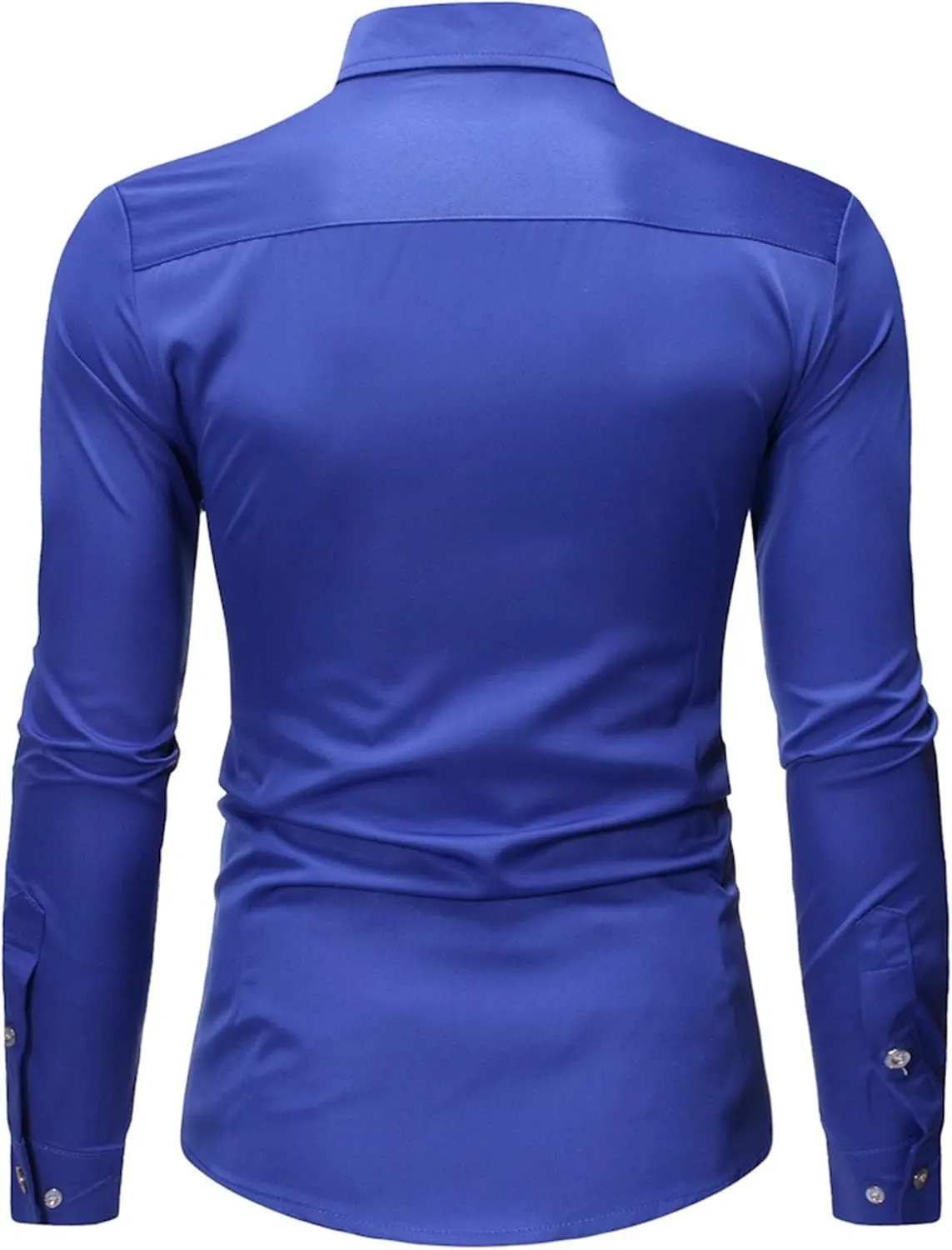 DGHM-JLMY Men Business Pleated Henry Collar Long Sleeve Shirt Slim Fit Pleated Tuxedo Wedding Shirt Solid Party Dress Shirt