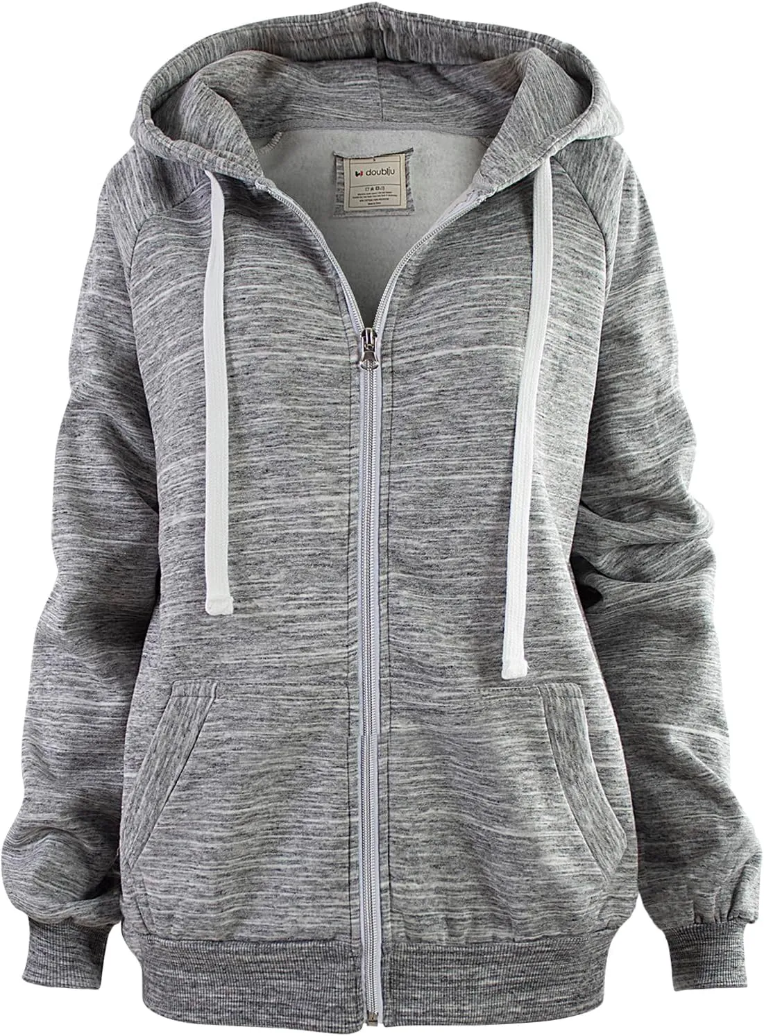 DOUBLJU Womens Full Zip Up Hoodies Long Sleeve Fall Outfits Oversized Sweatshirt
