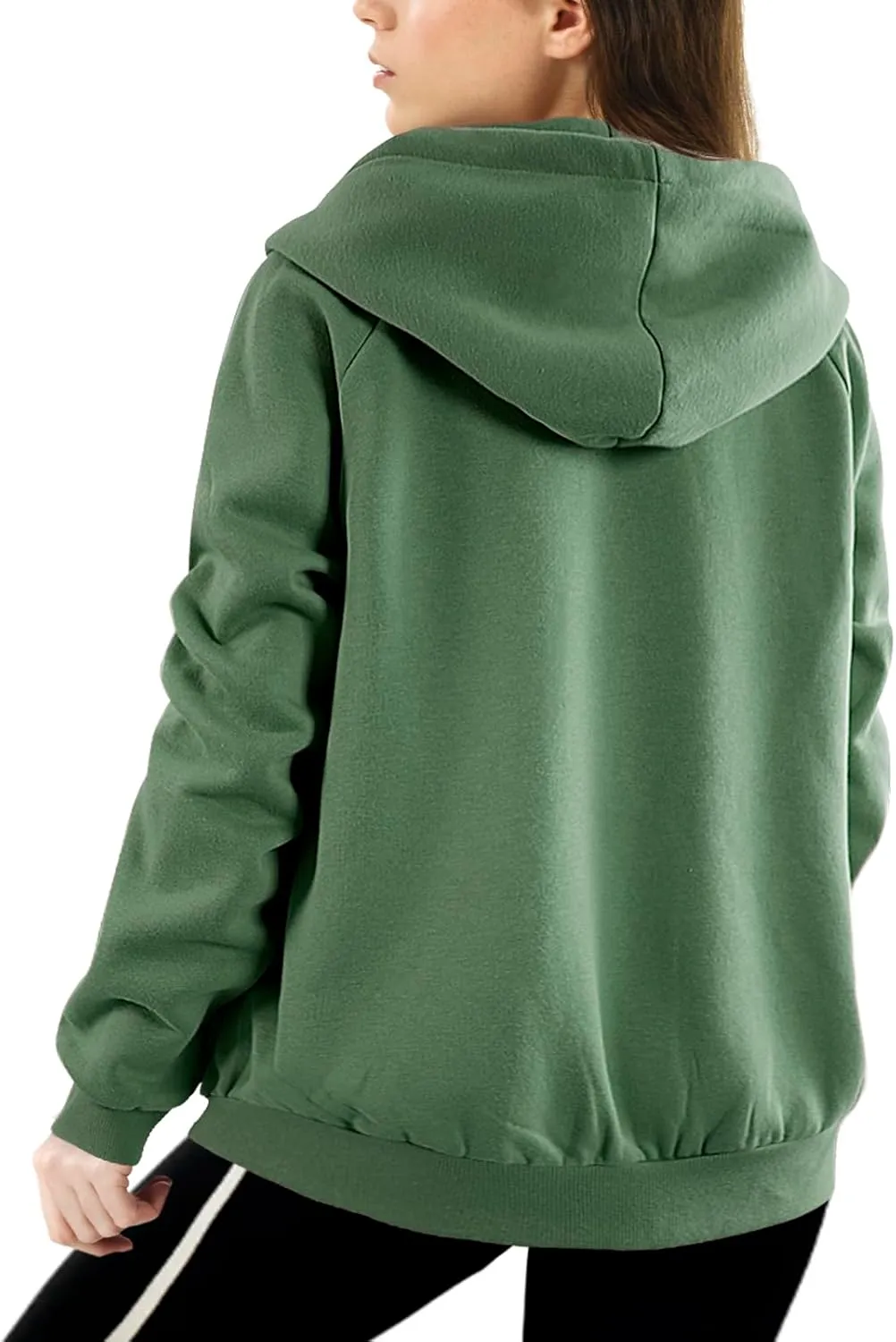 DOUBLJU Womens Full Zip Up Hoodies Long Sleeve Fall Outfits Oversized Sweatshirt