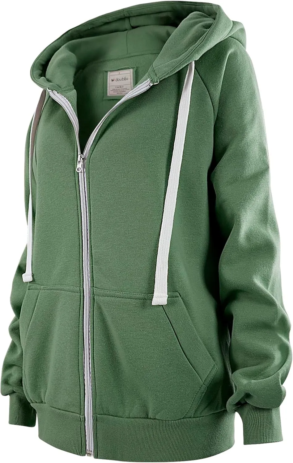DOUBLJU Womens Full Zip Up Hoodies Long Sleeve Fall Outfits Oversized Sweatshirt