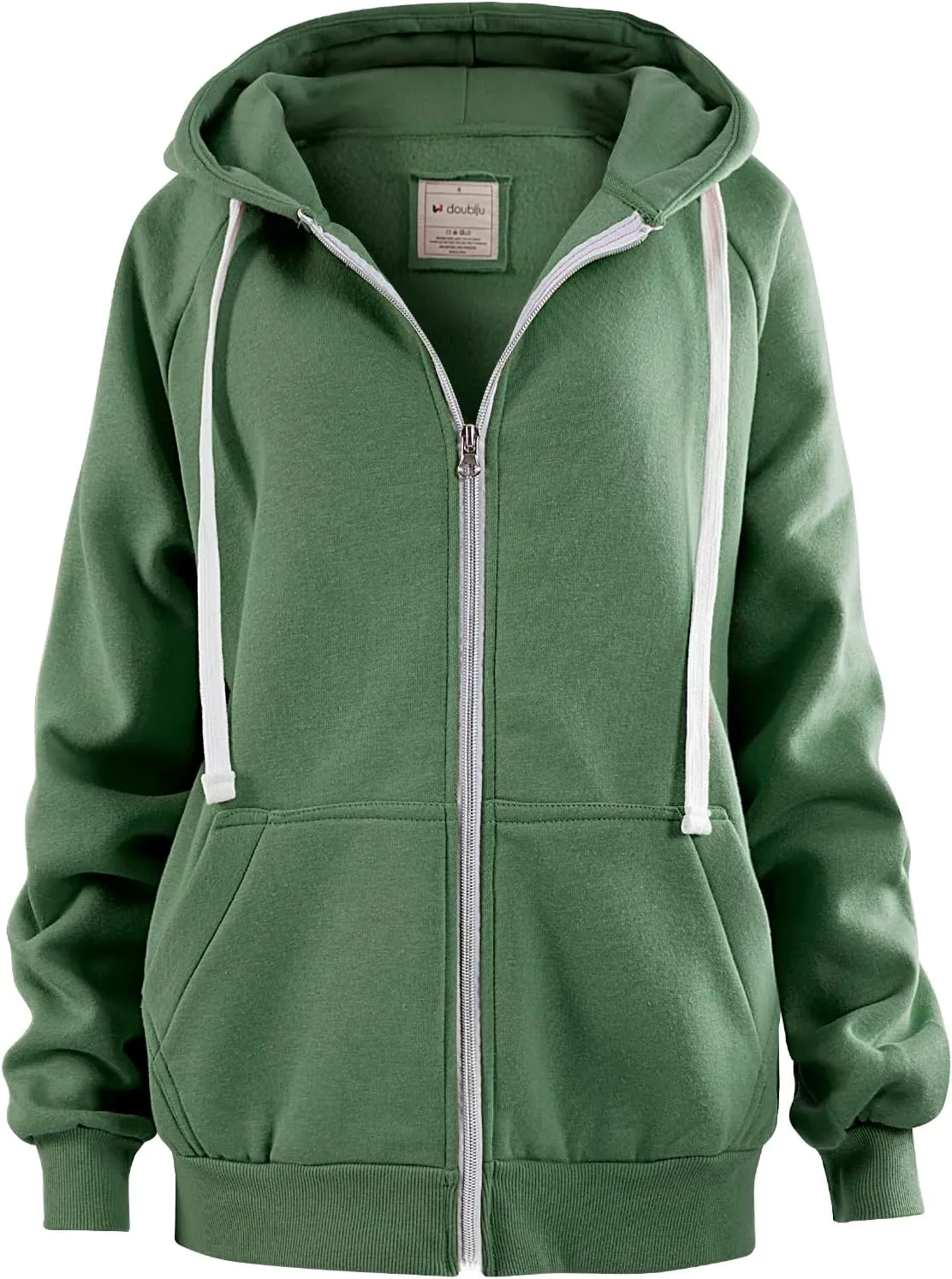 DOUBLJU Womens Full Zip Up Hoodies Long Sleeve Fall Outfits Oversized Sweatshirt