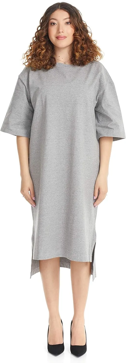 ESTEEZ Womens Oversized Cotton High Low Tunic T-Shirt Dress