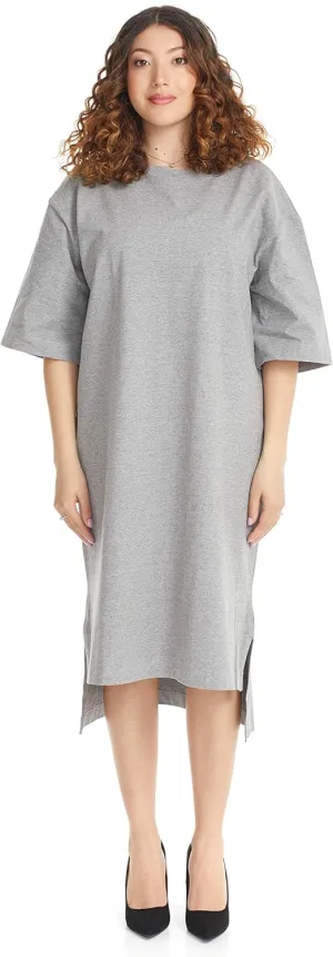 ESTEEZ Womens Oversized Cotton High Low Tunic T-Shirt Dress