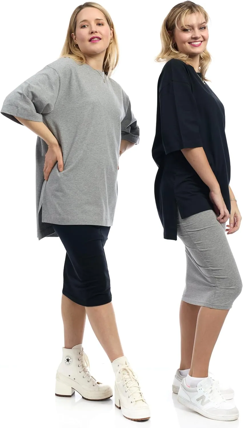 ESTEEZ Womens Oversized Cotton High Low Tunic T-Shirt Dress