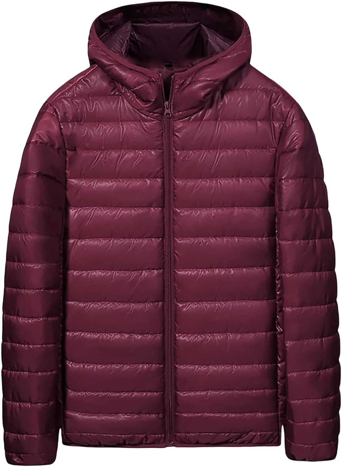 evzosrz Mens Down Jackets with Hood Lightweight Puffer Jacket Zip Warm Packable Winter Hoodies Coats Padded Bubble Outwear