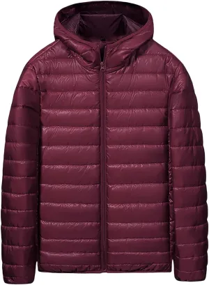 evzosrz Mens Down Jackets with Hood Lightweight Puffer Jacket Zip Warm Packable Winter Hoodies Coats Padded Bubble Outwear