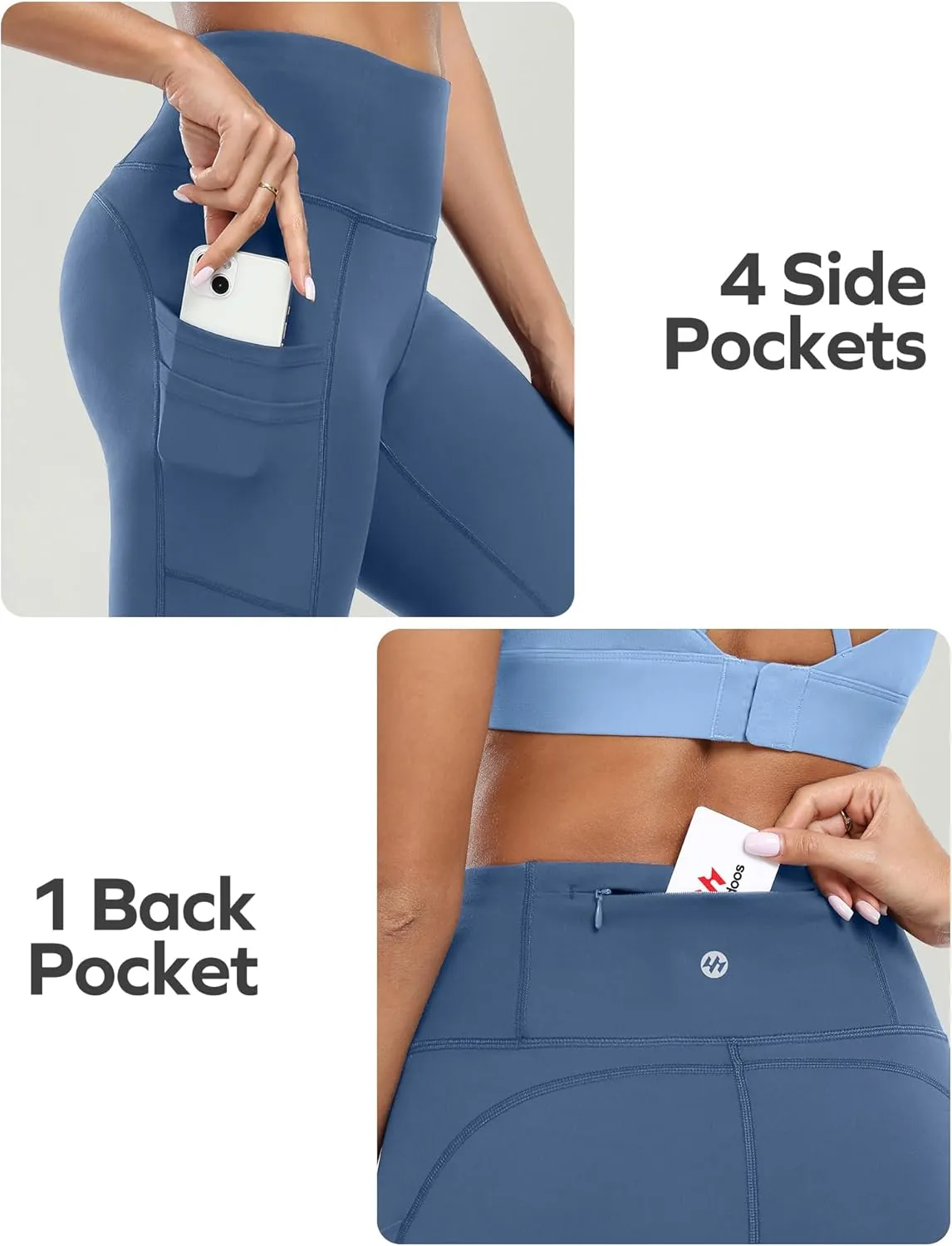 Ewedoos Leggings with 5 Pockets for Women Yoga Pants 25"/ 27" Workout Leggings for Women Tummy Control Running