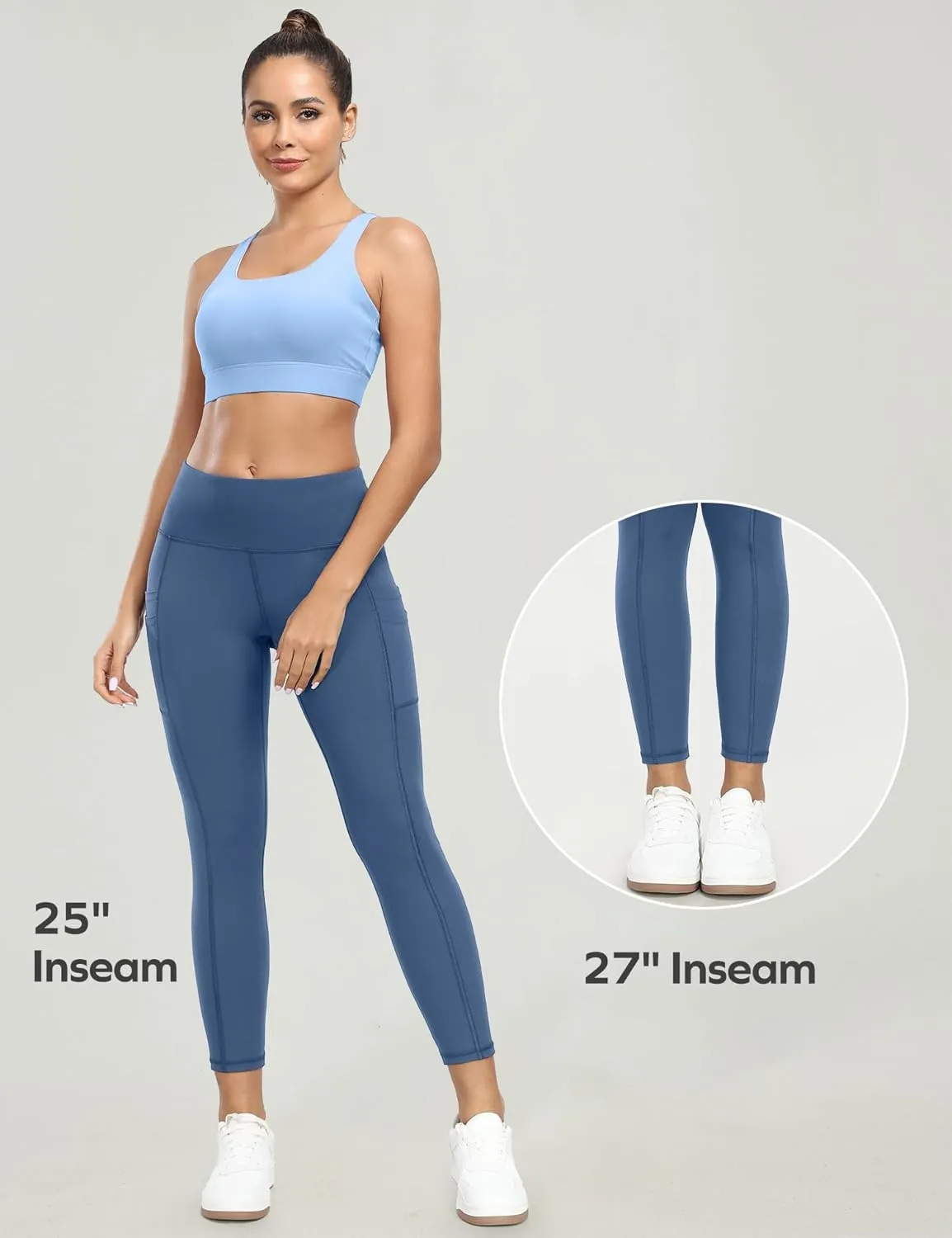 Ewedoos Leggings with 5 Pockets for Women Yoga Pants 25"/ 27" Workout Leggings for Women Tummy Control Running