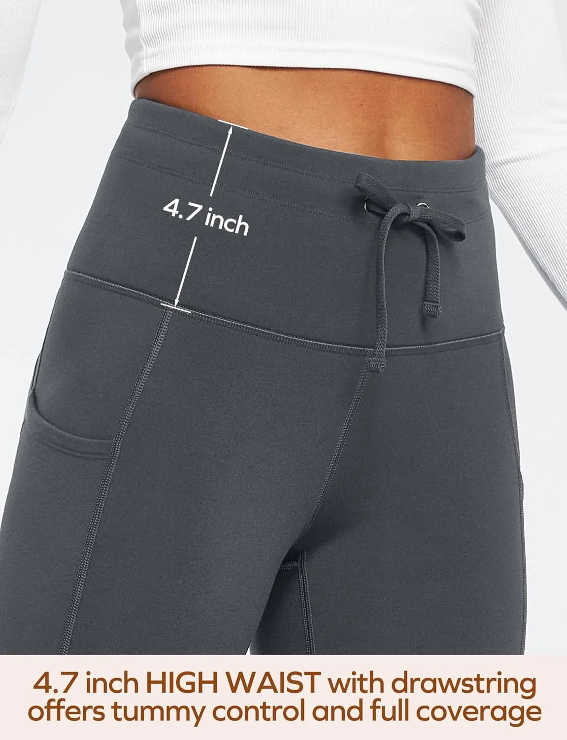 Ewedoos Womens Fleece Lined Leggings with Pockets Water Resistant High Waisted Thermal Winter Leggings for Women Hiking
