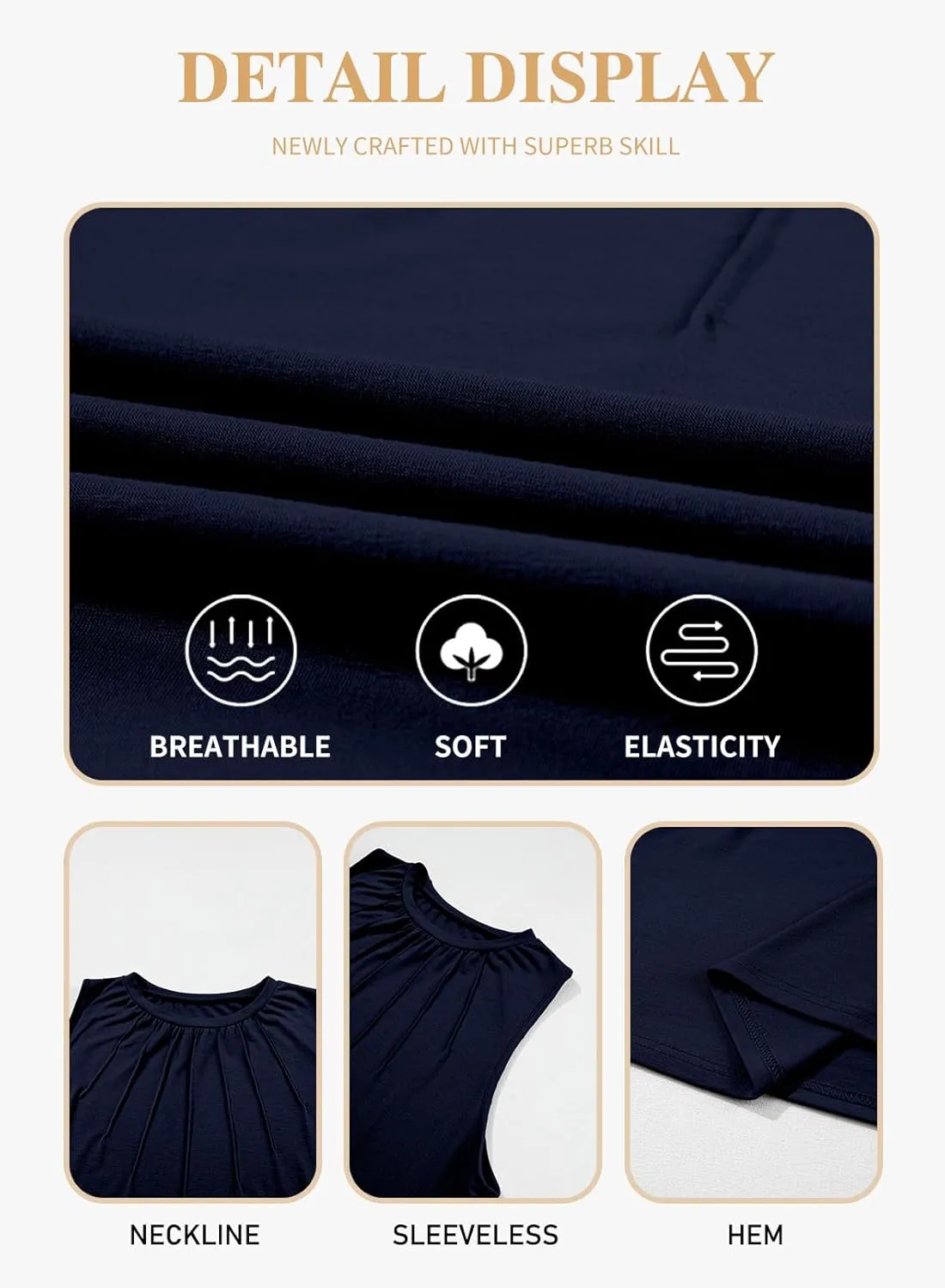 Eytino Plus Size Tank Tops for Women Summer Crewneck Sleeveless T Shirts Loose Fit Tunic Blouse(1X-5X)