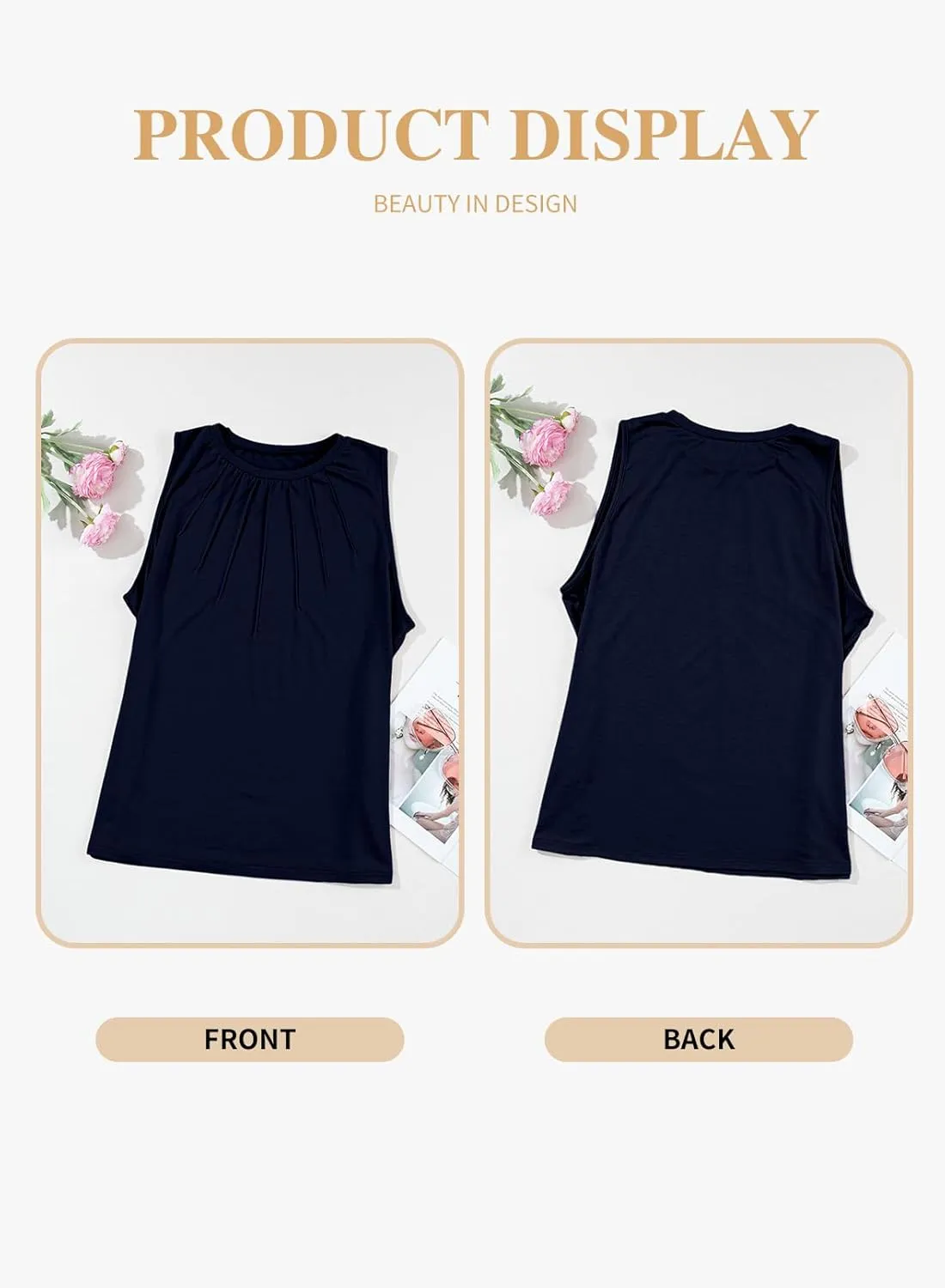 Eytino Plus Size Tank Tops for Women Summer Crewneck Sleeveless T Shirts Loose Fit Tunic Blouse(1X-5X)