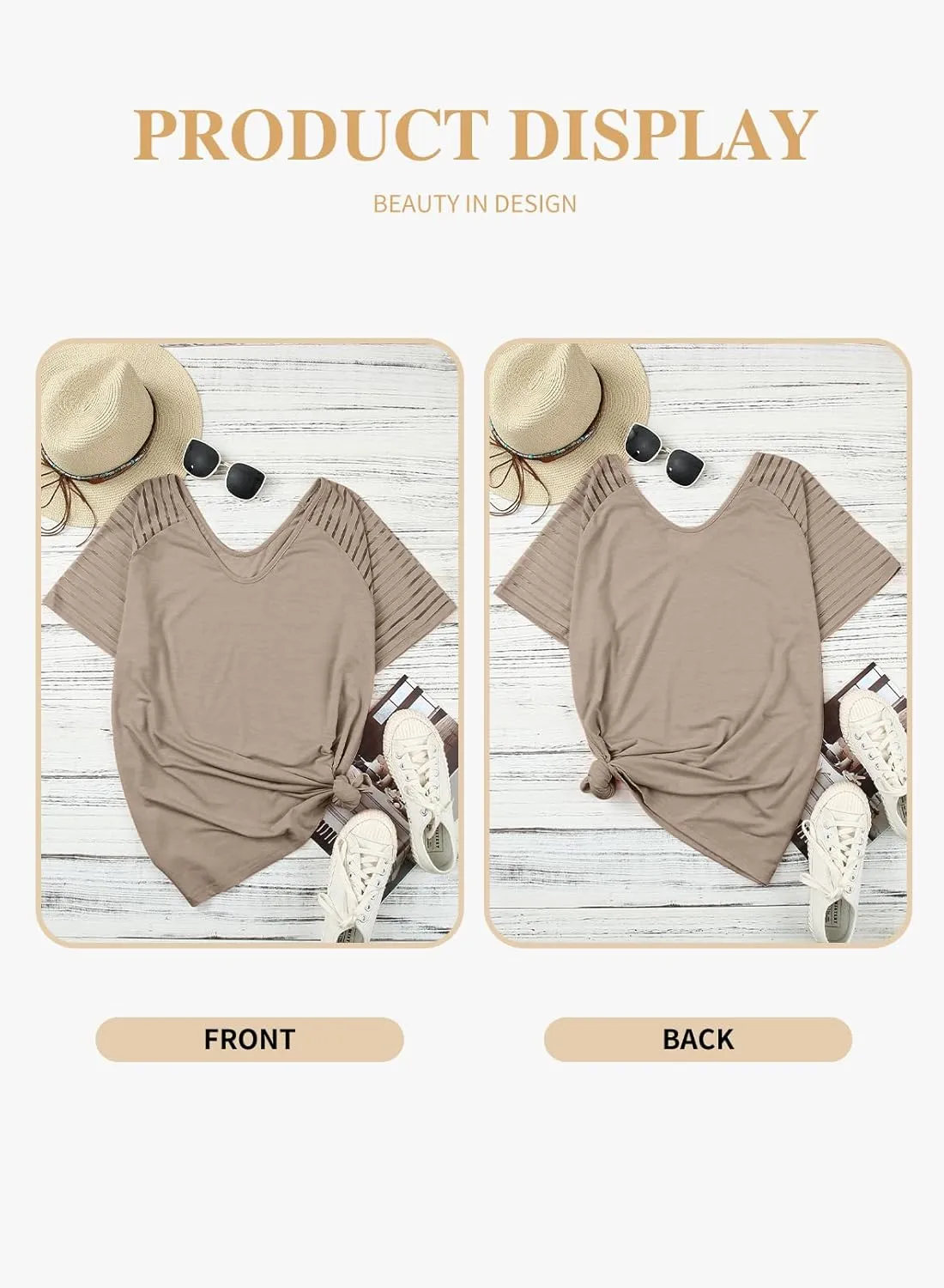 Eytino Women Plus Size Tops Casual Solid Short Sleeve V Neck Striped Mesh Patchwork Loose Blouse Shirts(1X-5X)