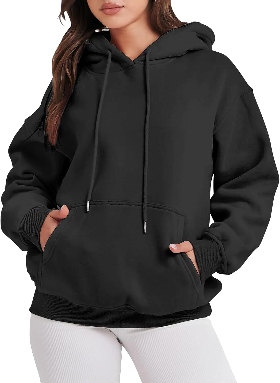 Fall Oversized Casual Sweatshirts with Pocket Ladies Women Hooded Print Round Neck Sweatshirt Long Sleeve with