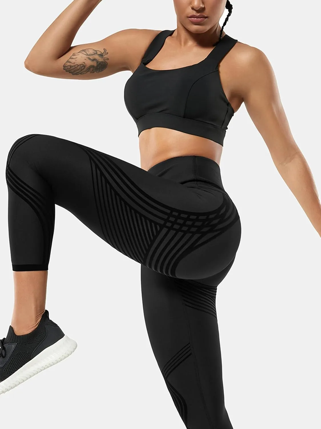 Fanka 7/8 High Waisted Leggings for Women Tummy Control Reversible Wear Body Sculpt Leggings Workout Yoga Pants