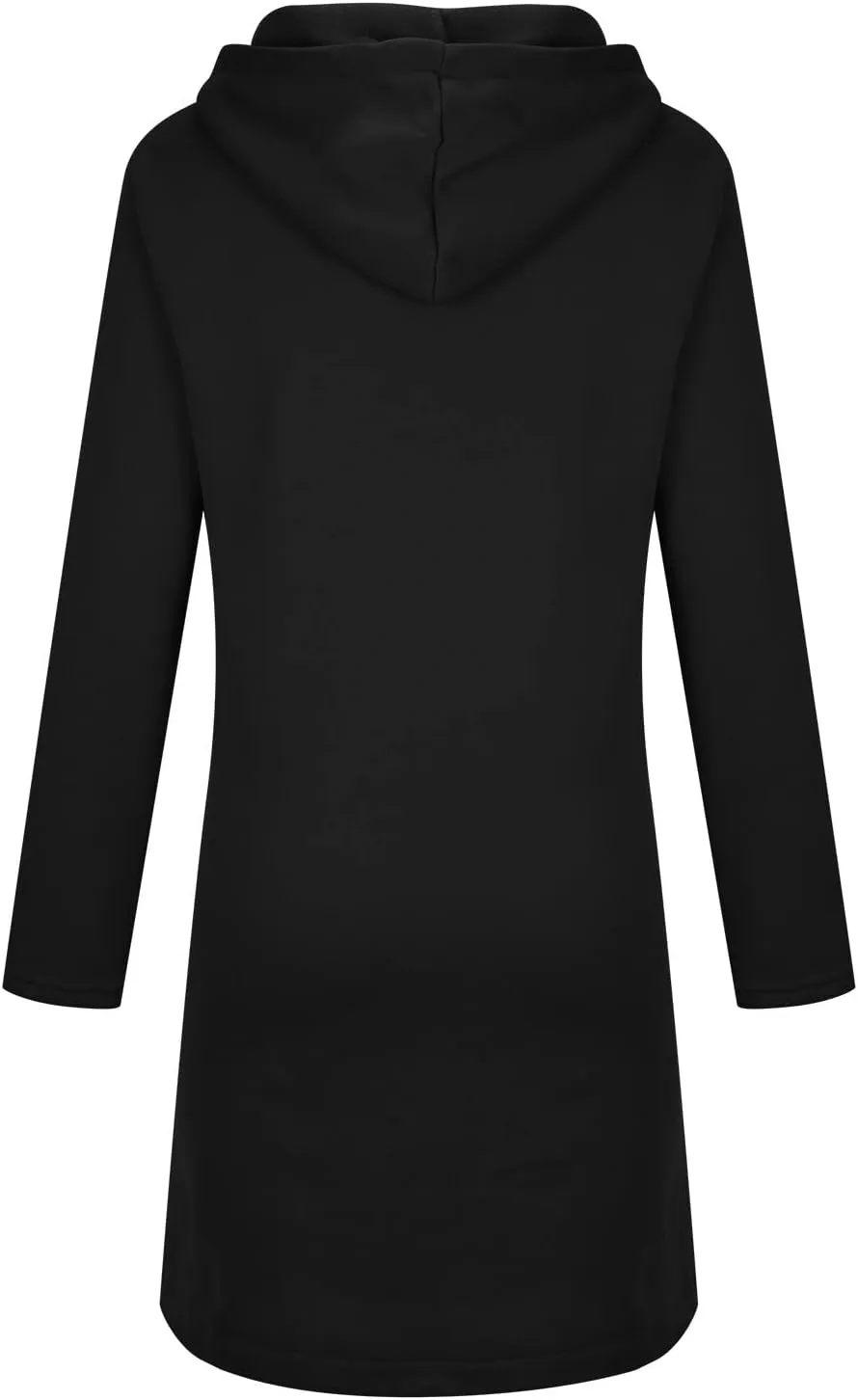 fartey Zip Up Hoodie Women Casual Oversized Long Hoodies Long Sleeve Drawstring Asymmetrical Tunic Sweatshirts With Pockets