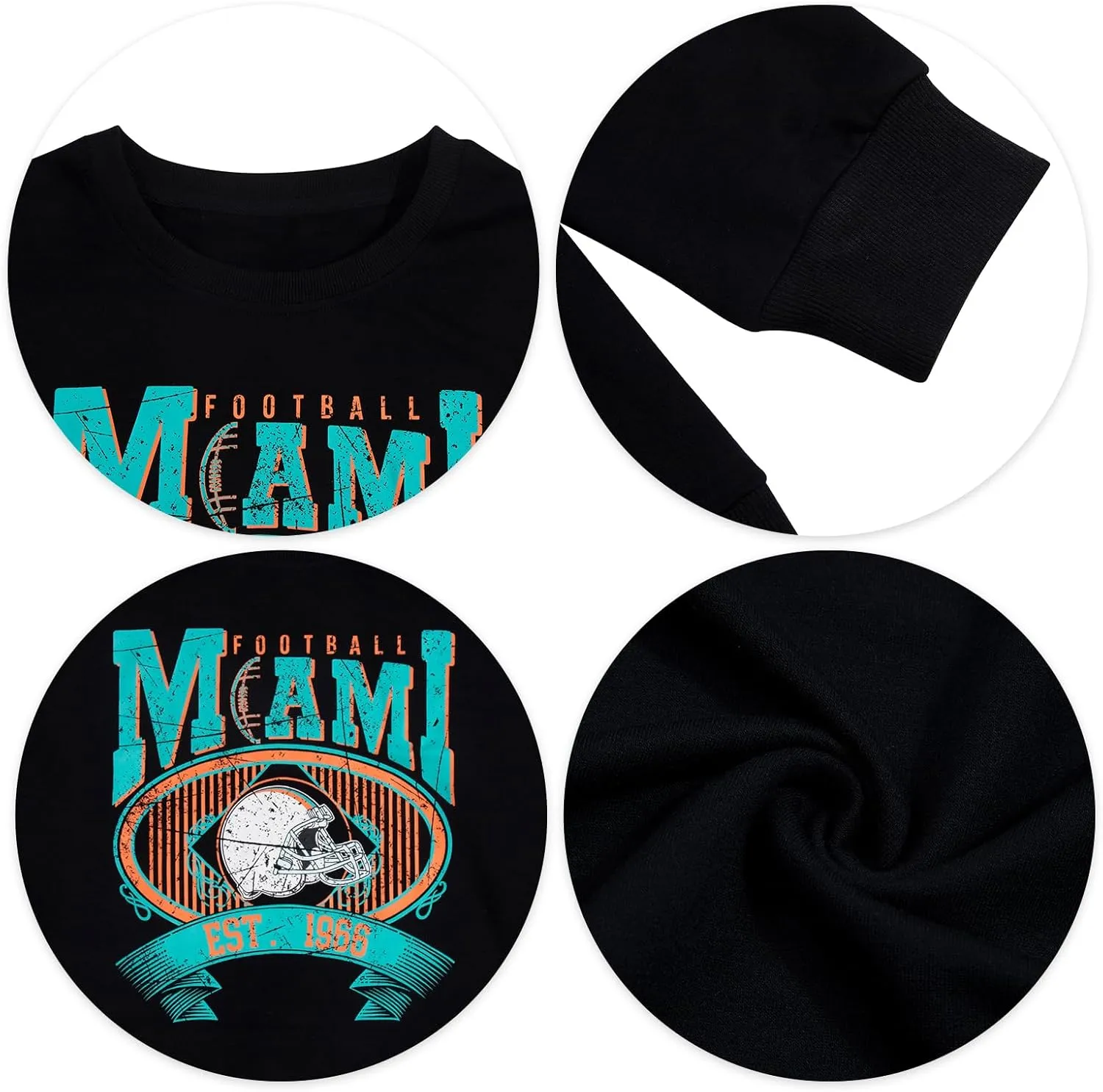FASHGL Miami Football Sweatshirt Women Game Day Oversize Shirt Sunday Funday Football Season Long Sleeve Shirt