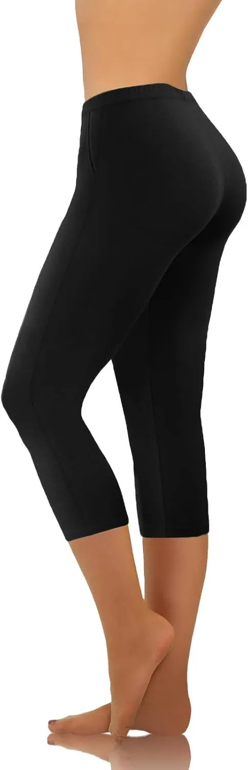 Firzero Womens Leggings with Pocket 2024 Summer Capri Leggings Knee Length Casual Workout Yoga Capri Pants Cropped Trousers