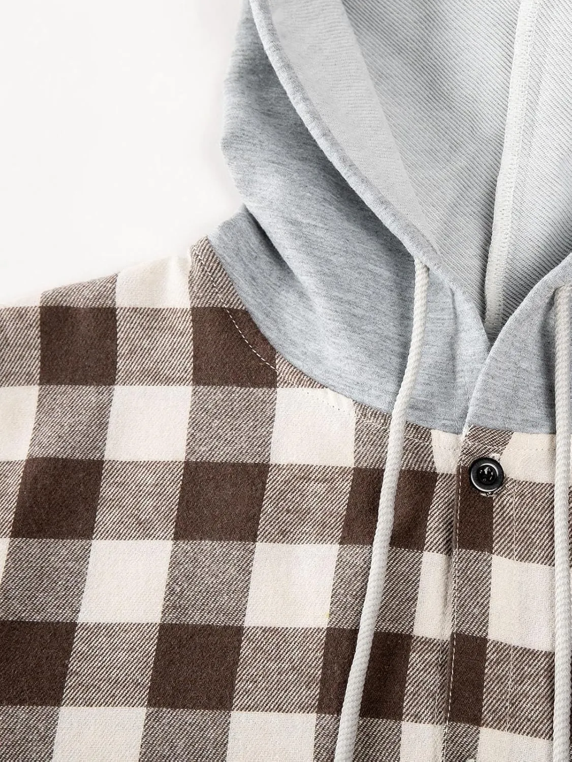 Flannel Hoodie for Mens Casual Long Sleeve Button Down Hooded Plaid Shirt Jacket Lightweight Fall Shacket Hoodies