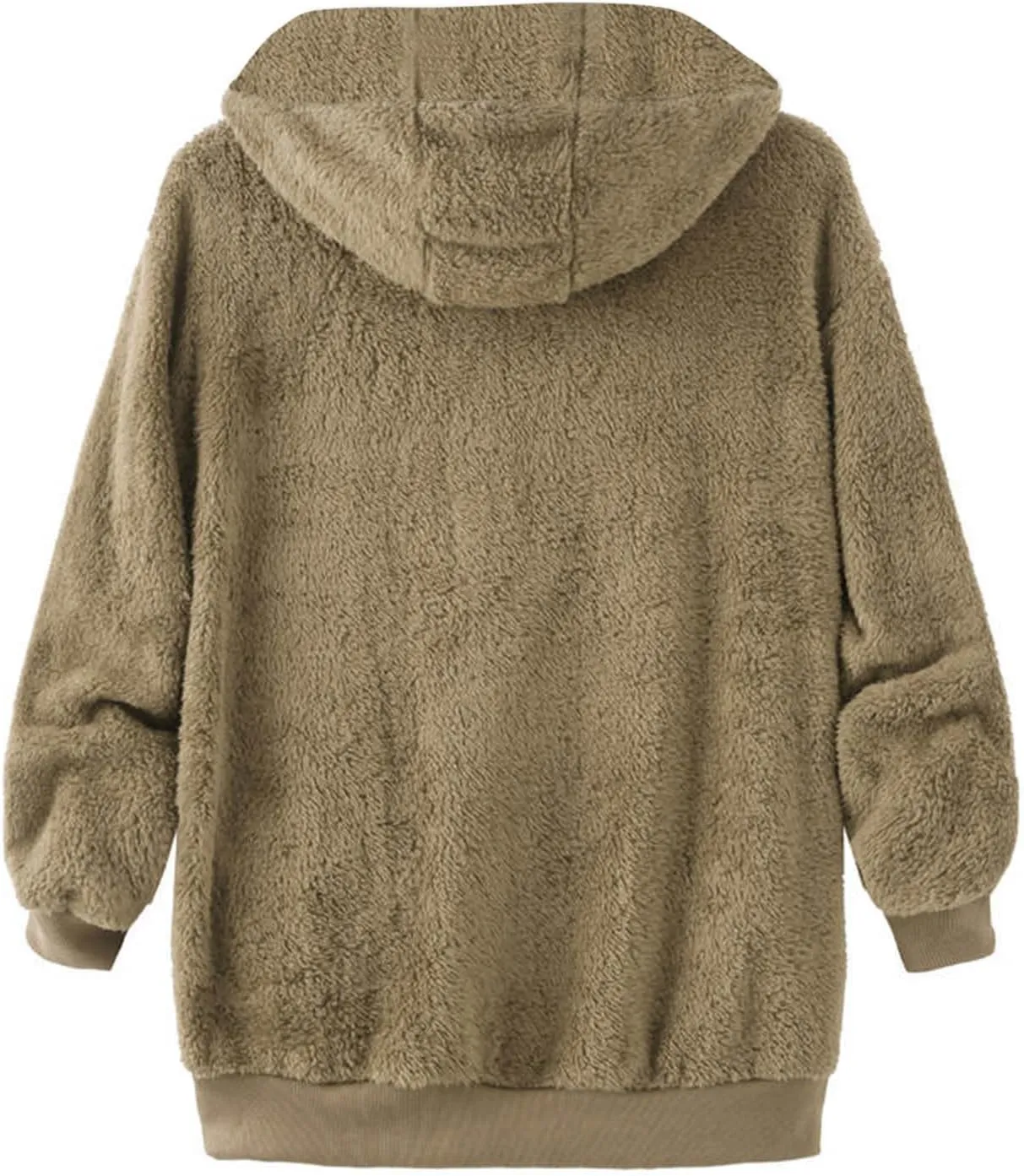 Fleece Jacket Men Fuzzy Zip up Hoodie Open Front Hooded Cardigan Faux Fur Coat Warm Fall Winter Jackets Thermal Outwear