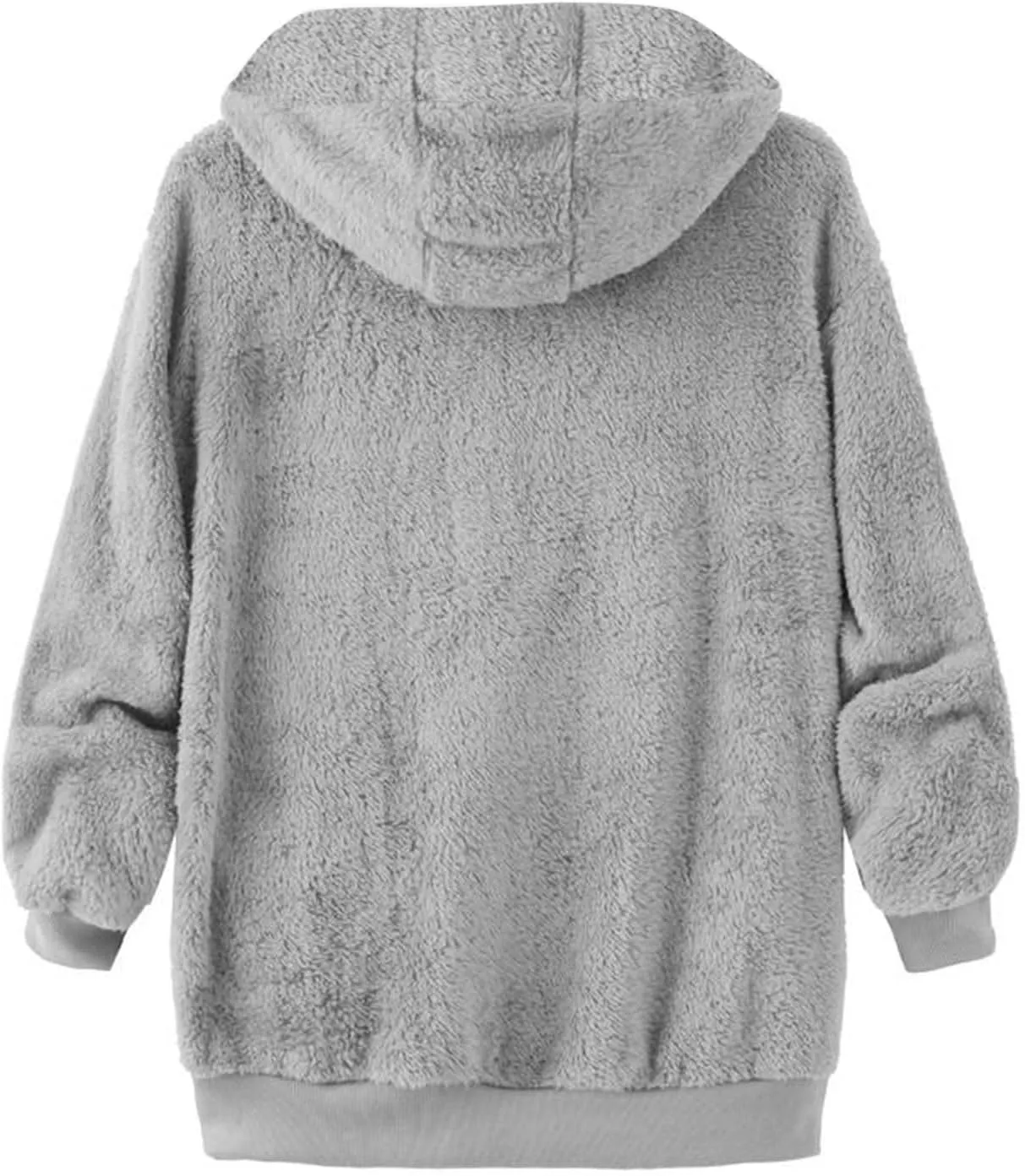 Fleece Jacket Men Fuzzy Zip up Hoodie Open Front Hooded Cardigan Faux Fur Coat Warm Fall Winter Jackets Thermal Outwear