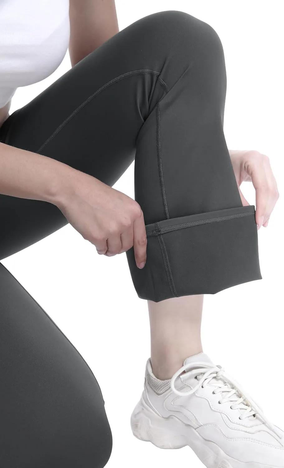 Fleece Lined Leggings for Women Flare High Waist Tummy Control Soft Bootcut Yoga Pants with Pockets Leggings