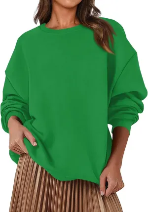 Fleece Plus Size Crewneck Sweatshirts Women Oversized Sweatshirt Hoodies Tunic Pullover Warm Sweaters Casual Tops