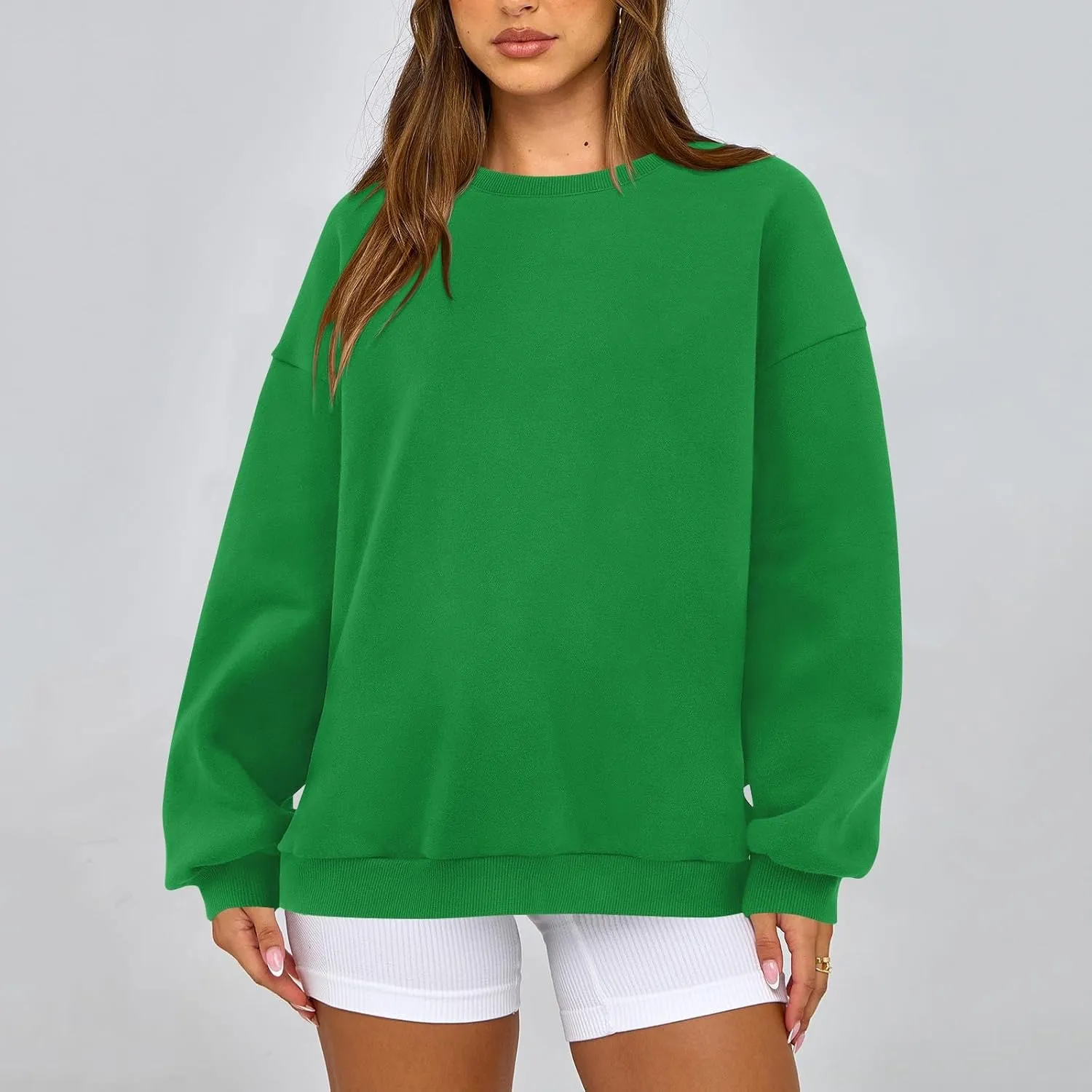 Fleece Plus Size Crewneck Sweatshirts Women Oversized Sweatshirt Hoodies Tunic Pullover Warm Sweaters Casual Tops