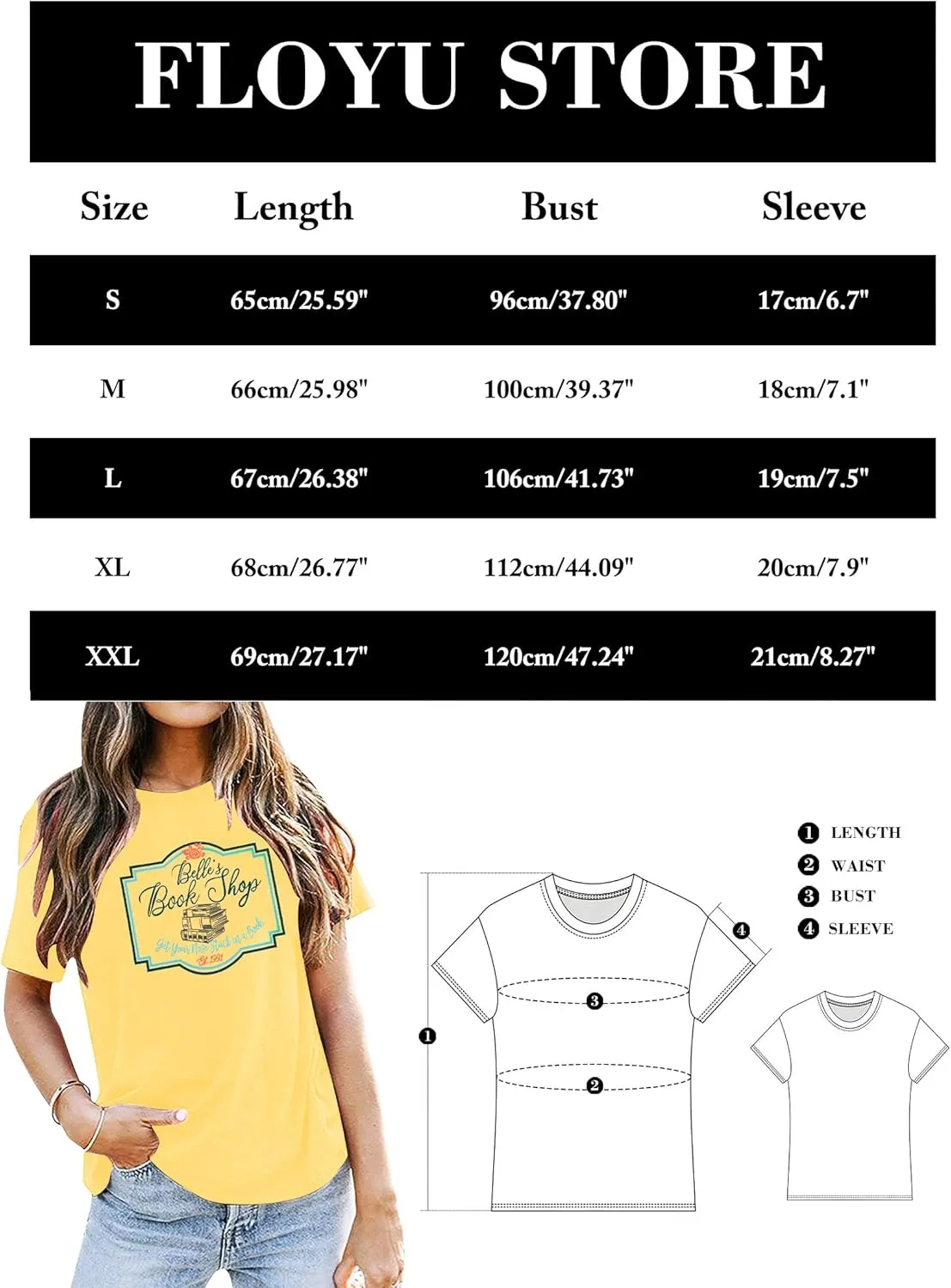 FLOYU Women Belle's Book Shop Shirt Princess Belle T-Shirt Book Lover Tops Casual Magic Kingdom Short Sleeve Shirt
