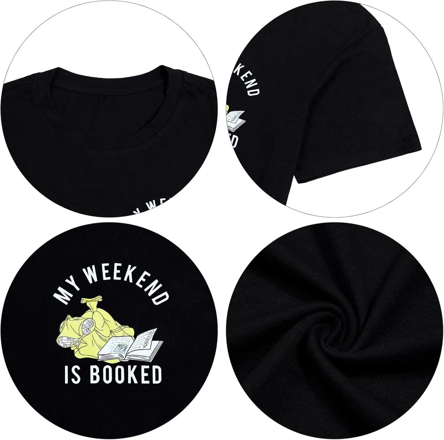 FLOYU Women Belle's Book Shop Shirt Princess Belle T-Shirt Book Lover Tops Casual Magic Kingdom Short Sleeve Shirt