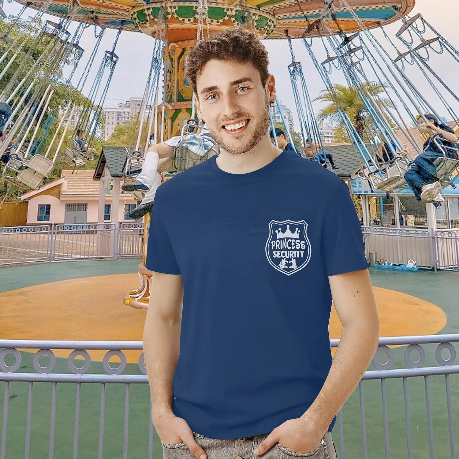 FRYAID Princess Security Team Shirt Men Magical T-Shirt Magic Kingdom Tees Dad Birthday Party Family Trip Short Sleeve Tops
