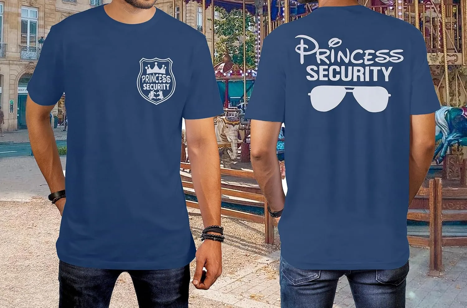 FRYAID Princess Security Team Shirt Men Magical T-Shirt Magic Kingdom Tees Dad Birthday Party Family Trip Short Sleeve Tops