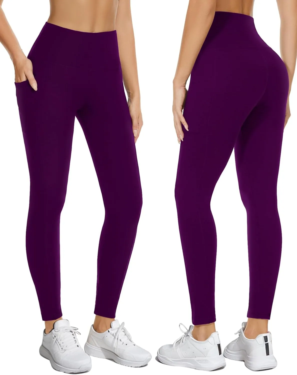 FULLSOFT Fleece Lined Leggings with Pockets for Women - High Waisted Thermal Warm Yoga Pants Winter Workout Leggings