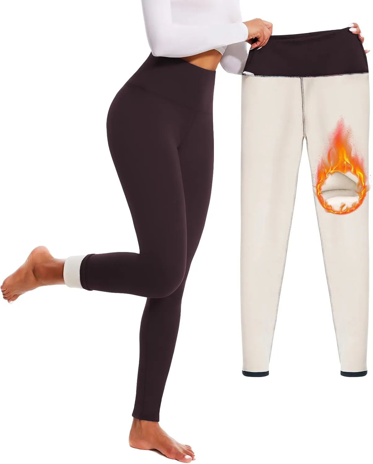 FULLSOFT Thick Fleece Lined Leggings for Women  High Waisted Winter Thermal Warm Yoga Pants Workout Tummy Control Leggings