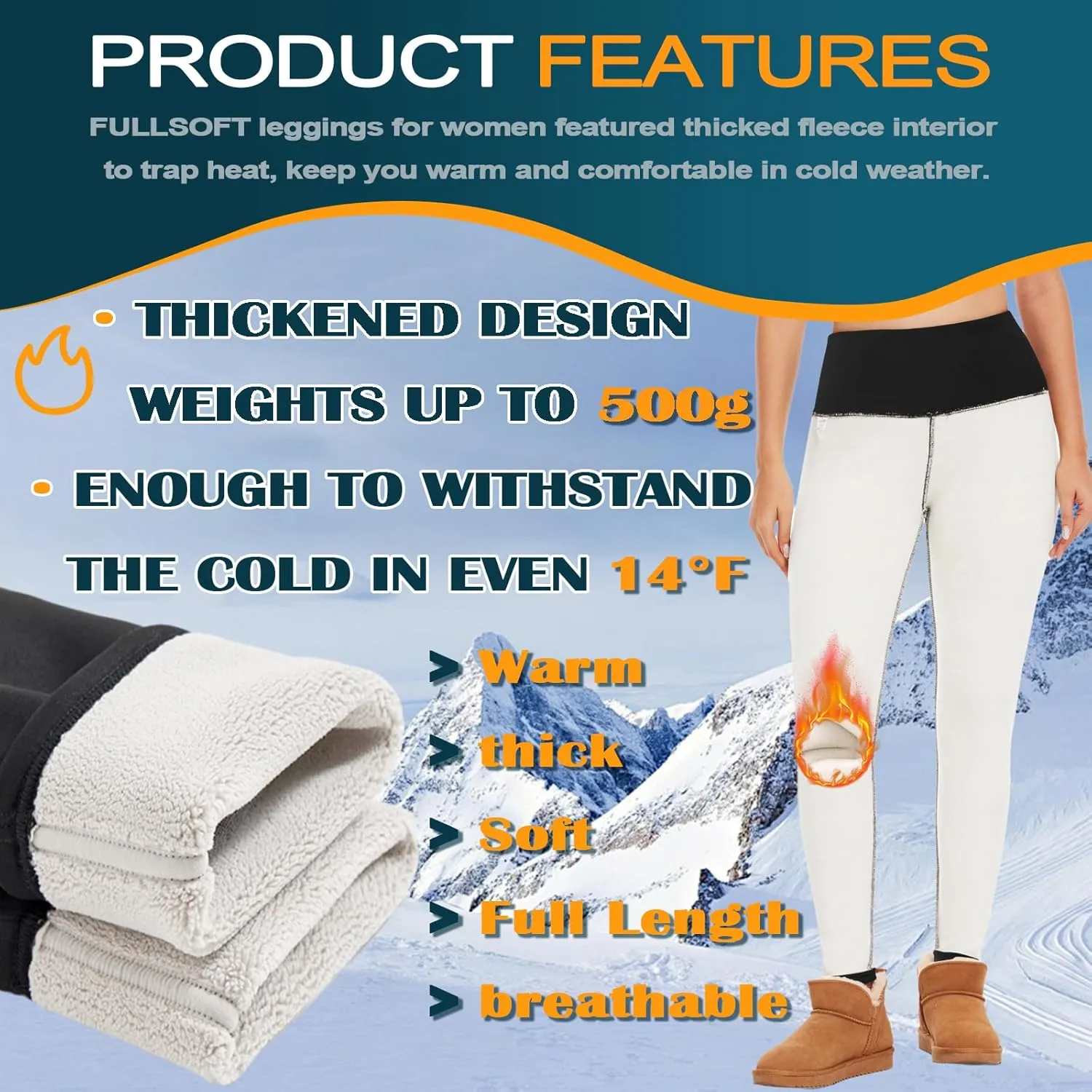 FULLSOFT Thick Fleece Lined Leggings for Women  High Waisted Winter Thermal Warm Yoga Pants Workout Tummy Control Leggings
