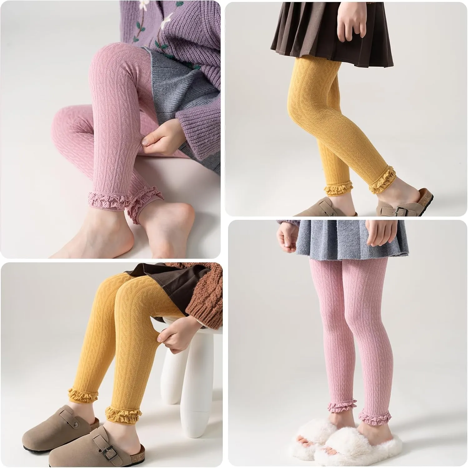 Girls Leggings for Little Girls, (2 Pack) Toddler Girl Pants Leggings for Baby Tights Multiple Colors 2-9 Years