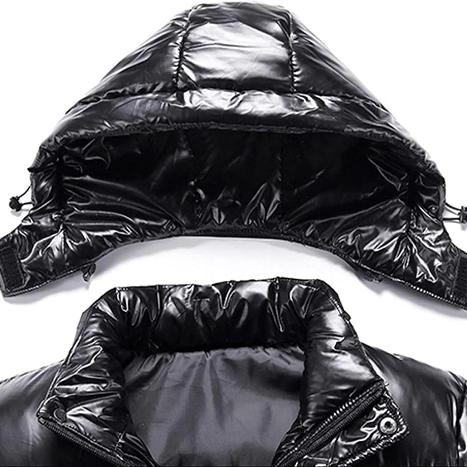 Glossy Puffer Jacket Men Quilted Insulated Jacket Zip up Padded Coat Warm Down Jacket Casual Winter Jacket Outwear