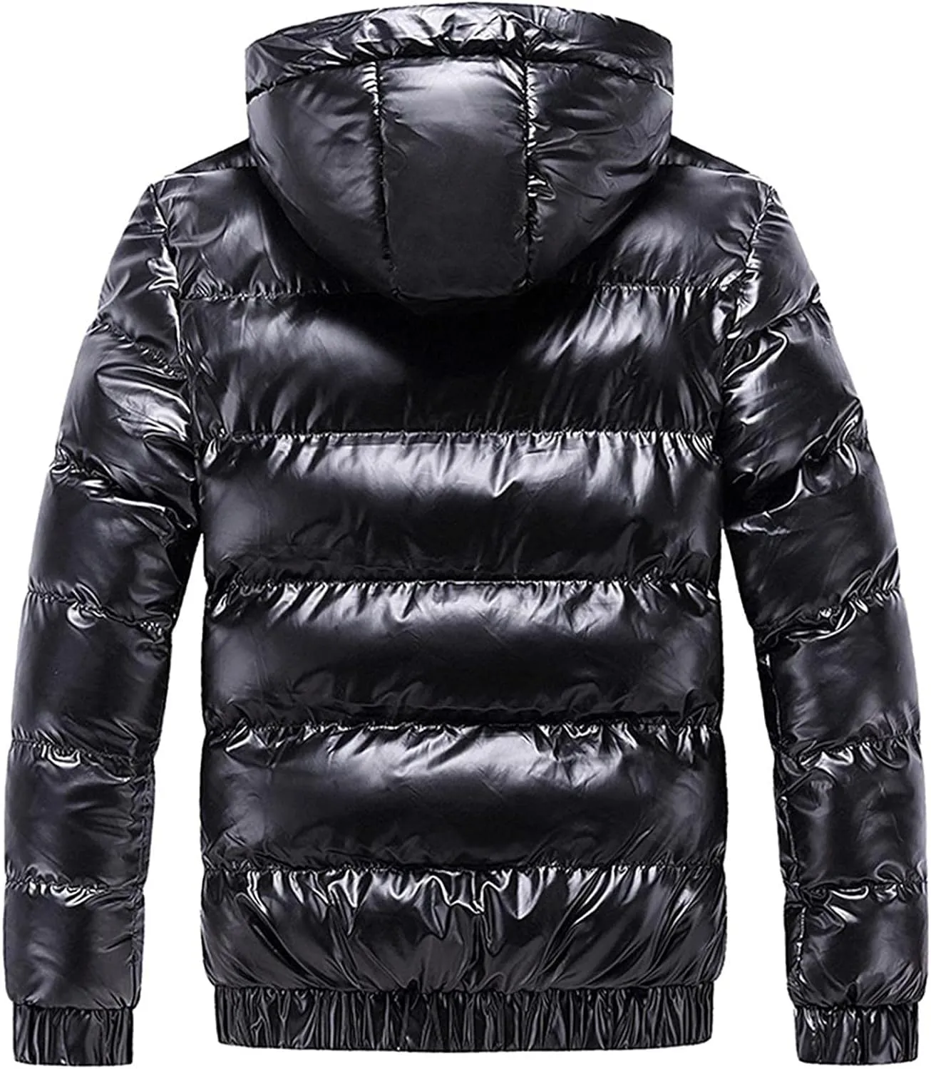 Glossy Puffer Jacket Men Quilted Insulated Jacket Zip up Padded Coat Warm Down Jacket Casual Winter Jacket Outwear