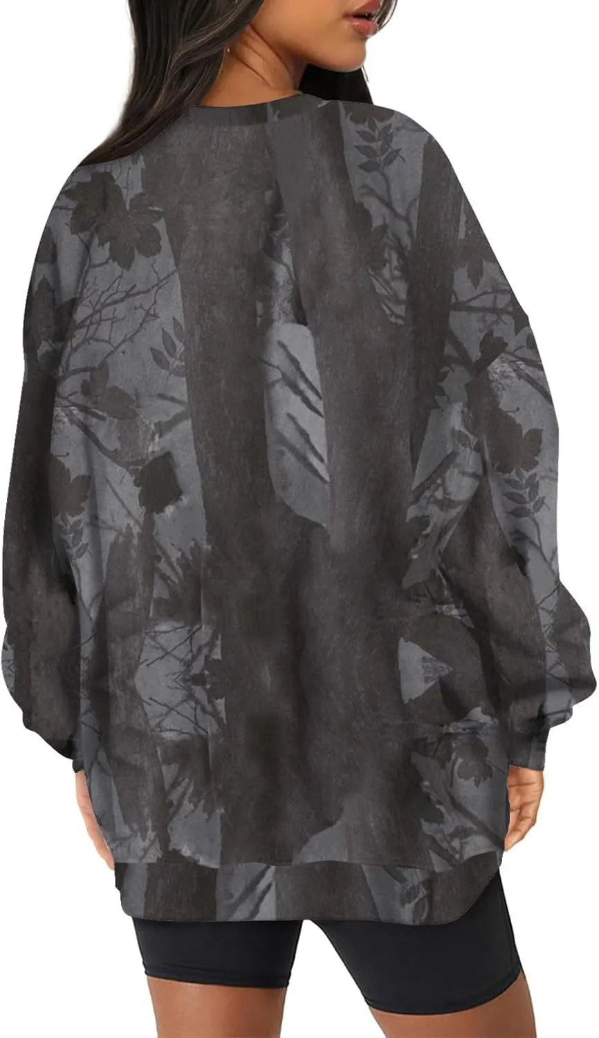 GOFULY Camo Sweatshirt For Women Crewneck Fall Oversized Y2k Camo Shirt Pullover Long Sleeve Maple Leaf Print Travel Clothes