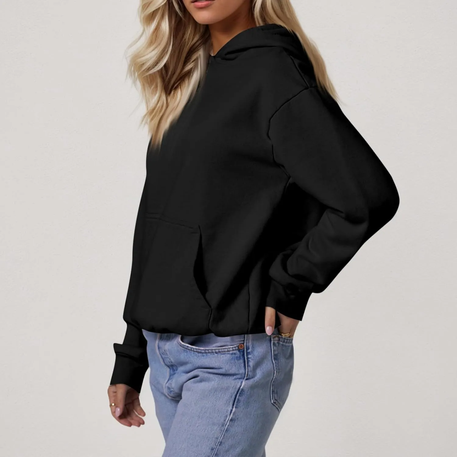 GOFULY Womens Hoodie Fleece Sweatshirt Winter Oversized Cotton Hoodie Casual Soft Fall Solid Color Long Sleeve Tops Clothes